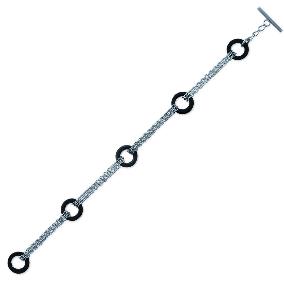 Bracelet Acier \'Chorégraphie\' noir argenté (ruthenium) - 11 mm - [I3308]