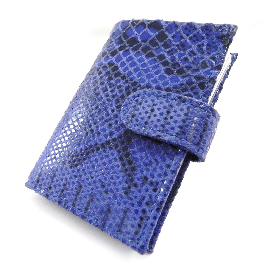 Porte-cartes Cuir \'Frandi\' bleu (motif python) - [I3354]