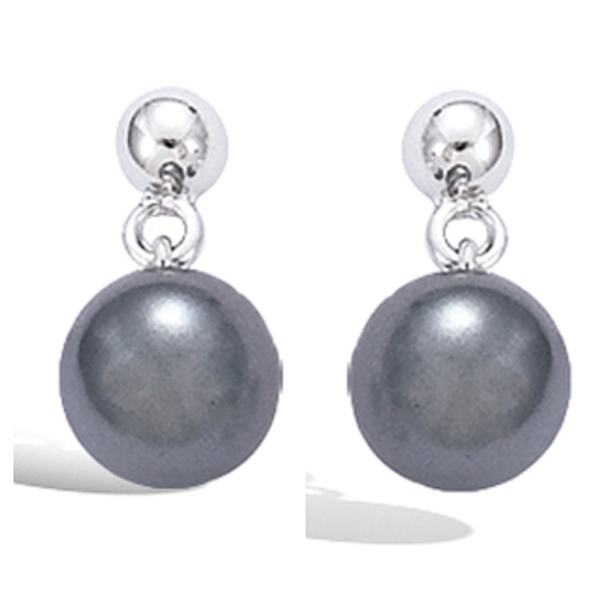 BO Argent \'Perla\' gris argenté (rhodié) - 8 mm - [I3904]