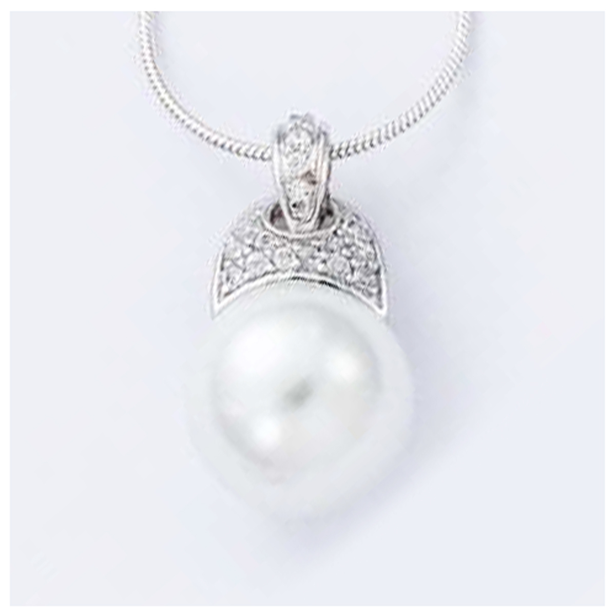 Pendentif Argent \'Sissi\' blanc argenté (rhodié) - perle 12 mm - [I3919]