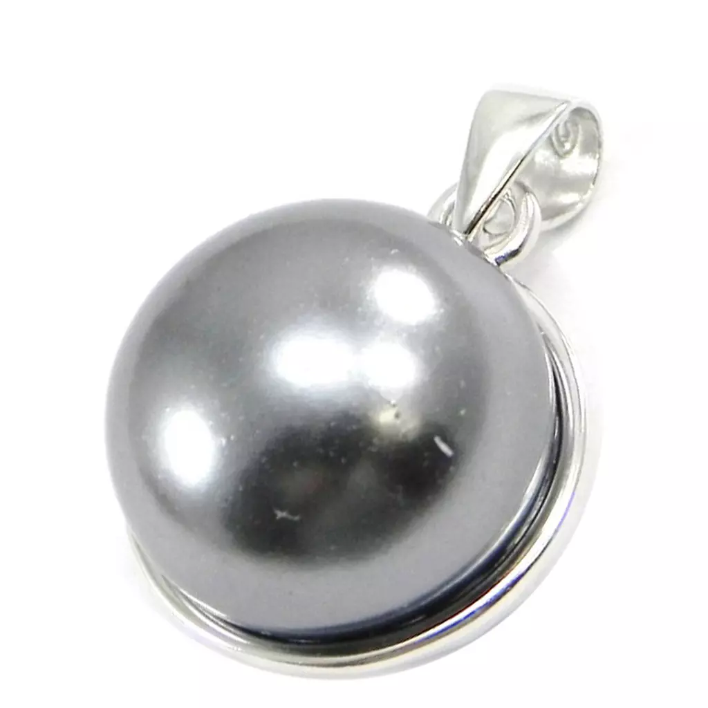les trésors de lily Pendentif Argent 'Perla' gris [I3944]
