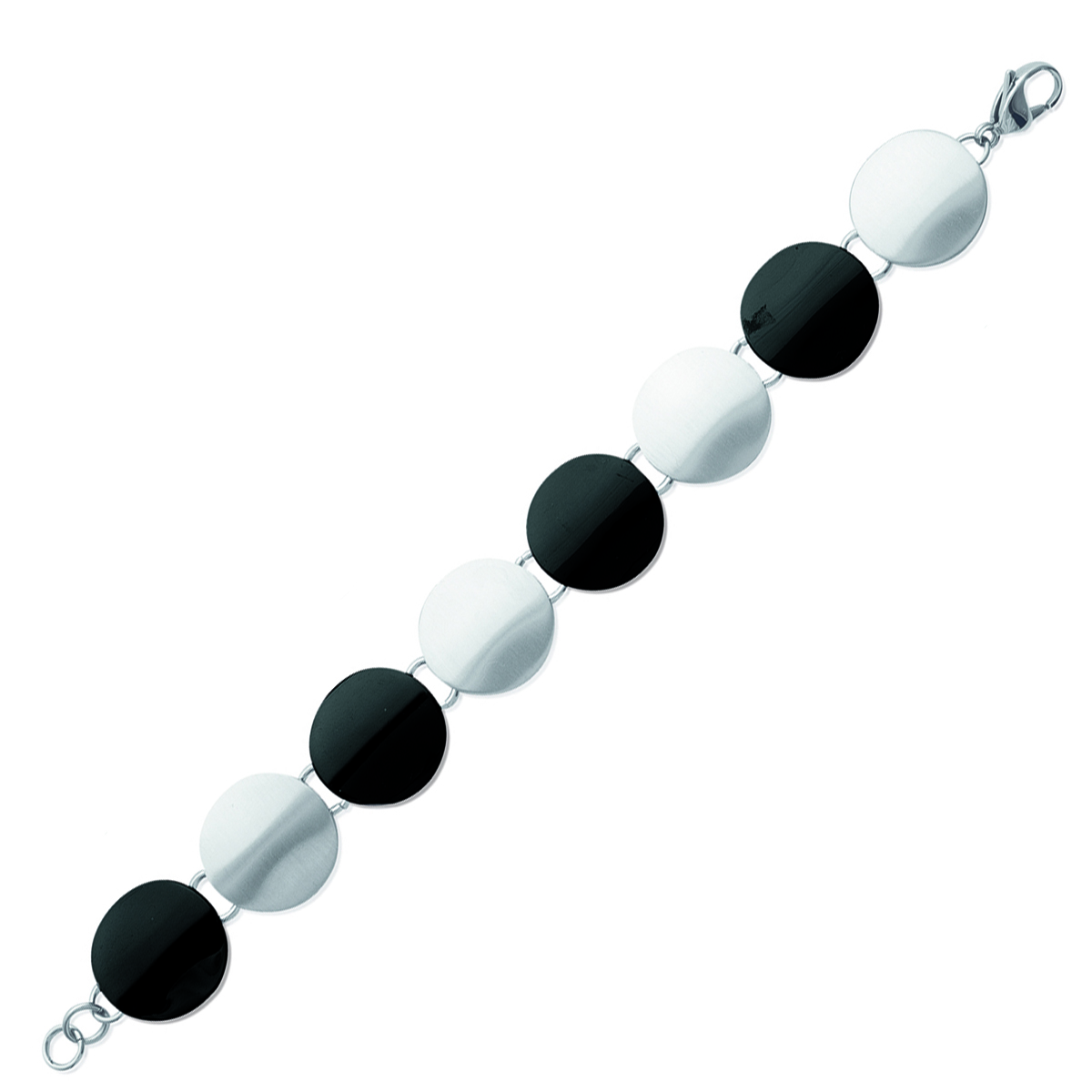 Bracelet Acier \'Chorégraphie\' noir argenté (ruthenium) - 19 cm 2 cm - [I4730]