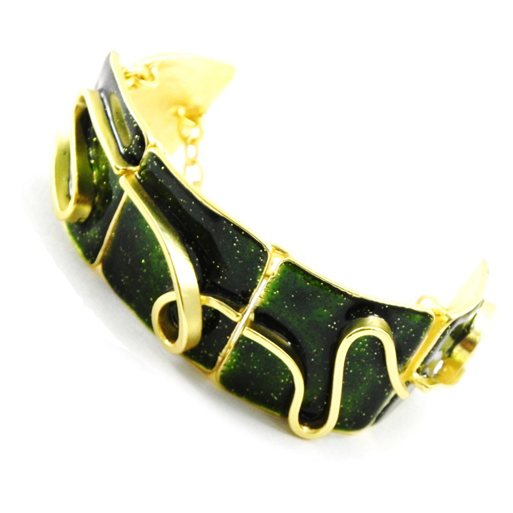 Bracelet Créateur \'Créativité\' vert doré - [I4830]