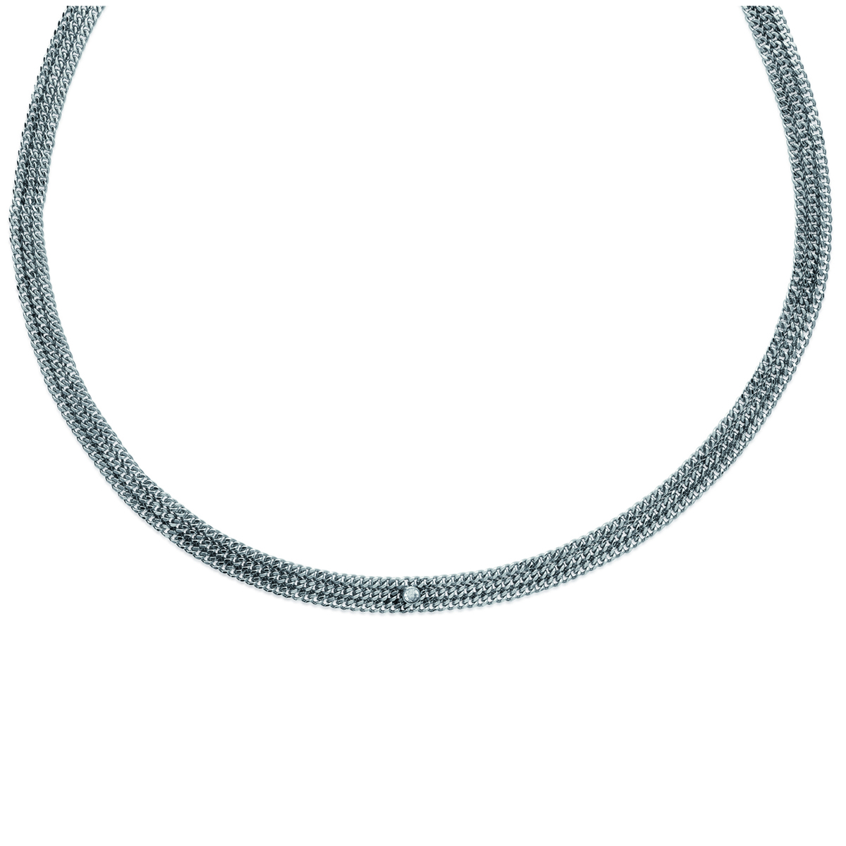 Collier acier \'Chorégraphie\' blanc argenté - 42 cm 1 cm - [I5379]