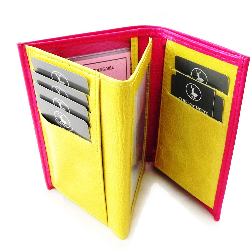 Portefeuille Cuir européen \'Frandi\' fuschia anis vernis (3 volets) - [I7746]