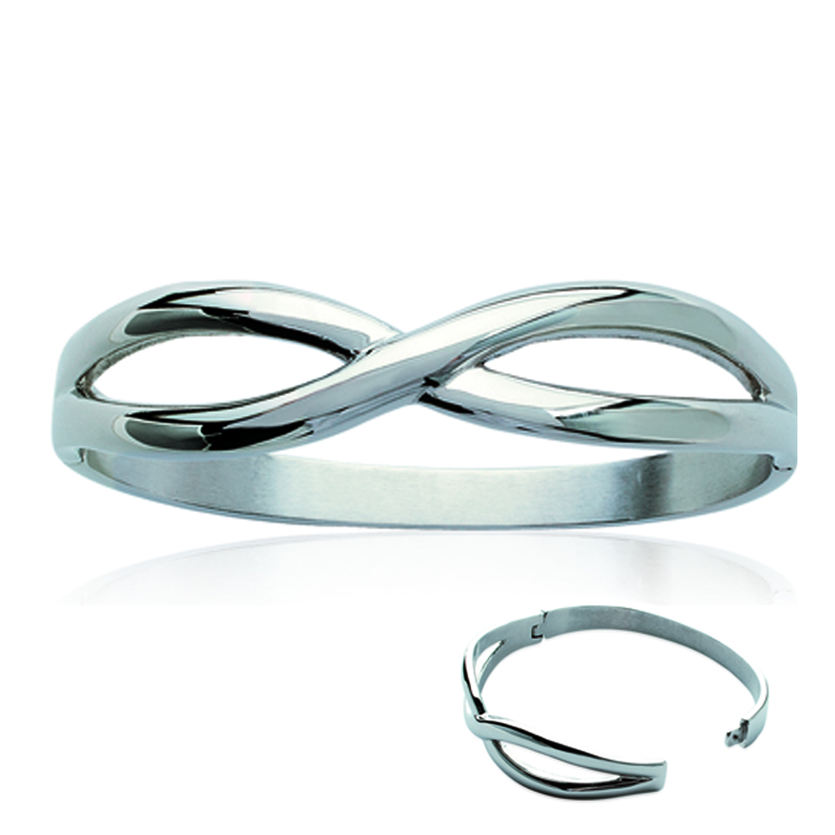 Bracelet Acier \'Chorégraphie\' argenté - 62 mm 15 mm - [I8058]
