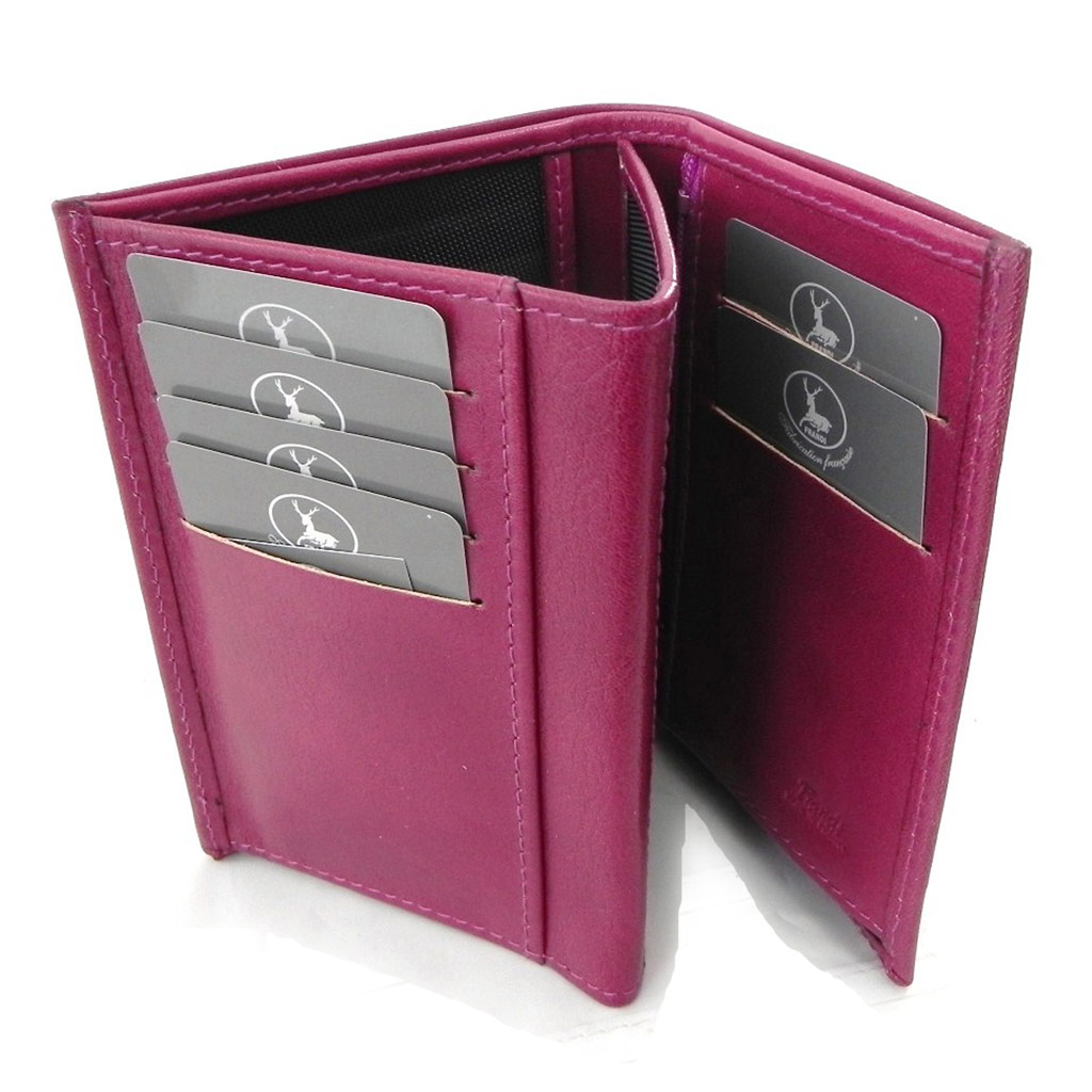 Portefeuille Cuir européen \'Frandi\' fuschia - york écologique (3 volets) - [I8308]