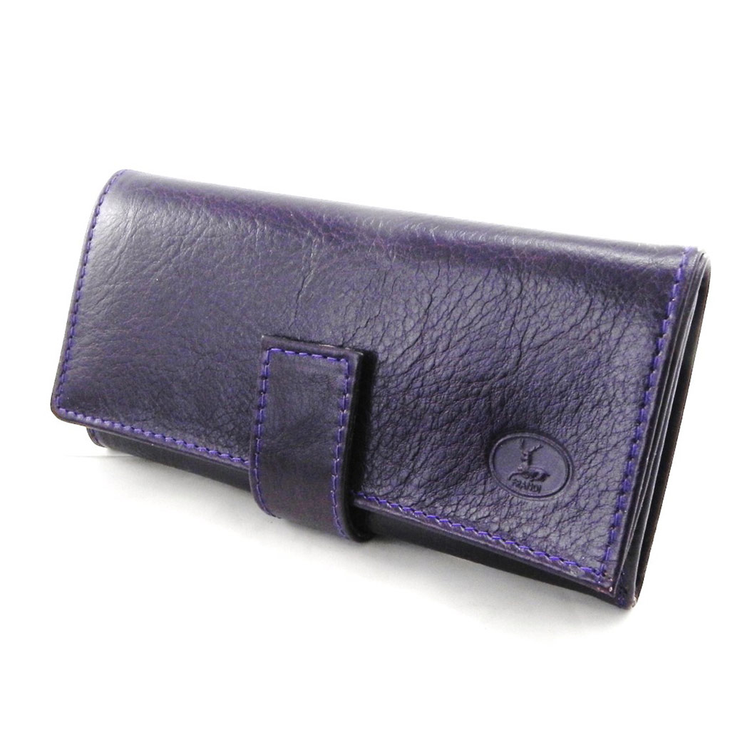Grand porte-monnaie Cuir \'Frandi\' violet (york écologique) - [I8342]