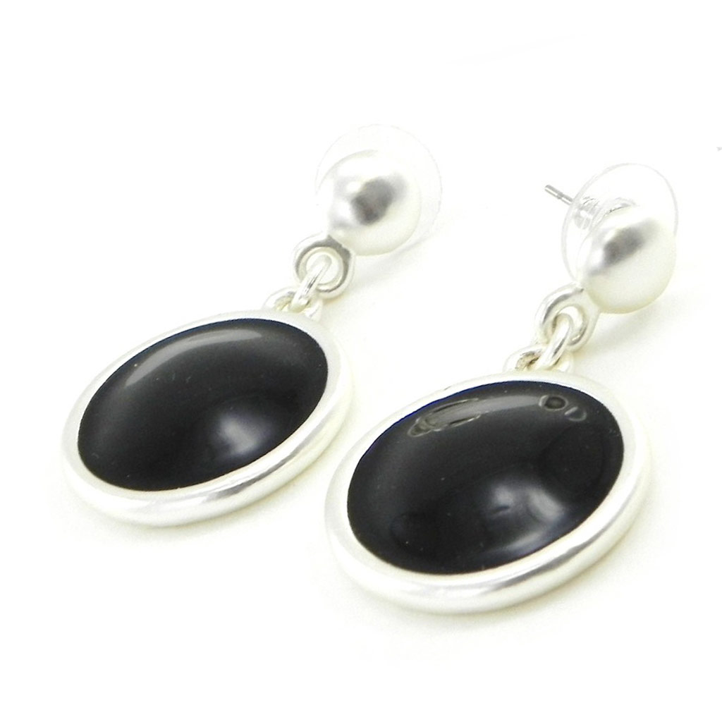 Boucles Créateur \'Movida\' noir argenté - [I8608]