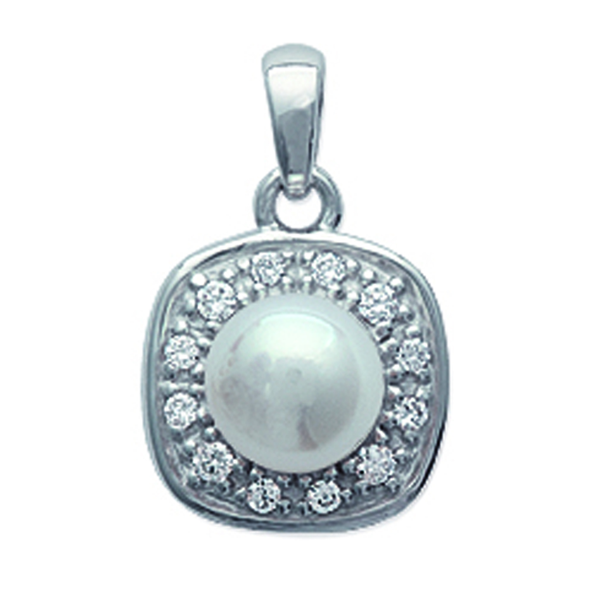 Pendentif Argent \'Catherine\' blanc argenté (rhodié) - 10x10 mm - [I9083]