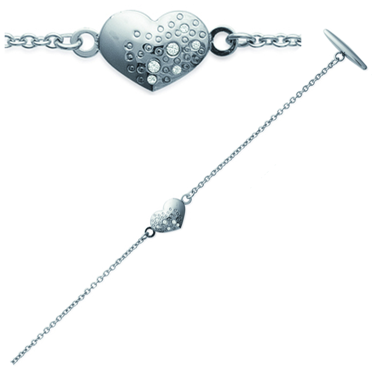 Bracelet Acier \'Love\' blanc argenté - 15x10 mm - [J0089]