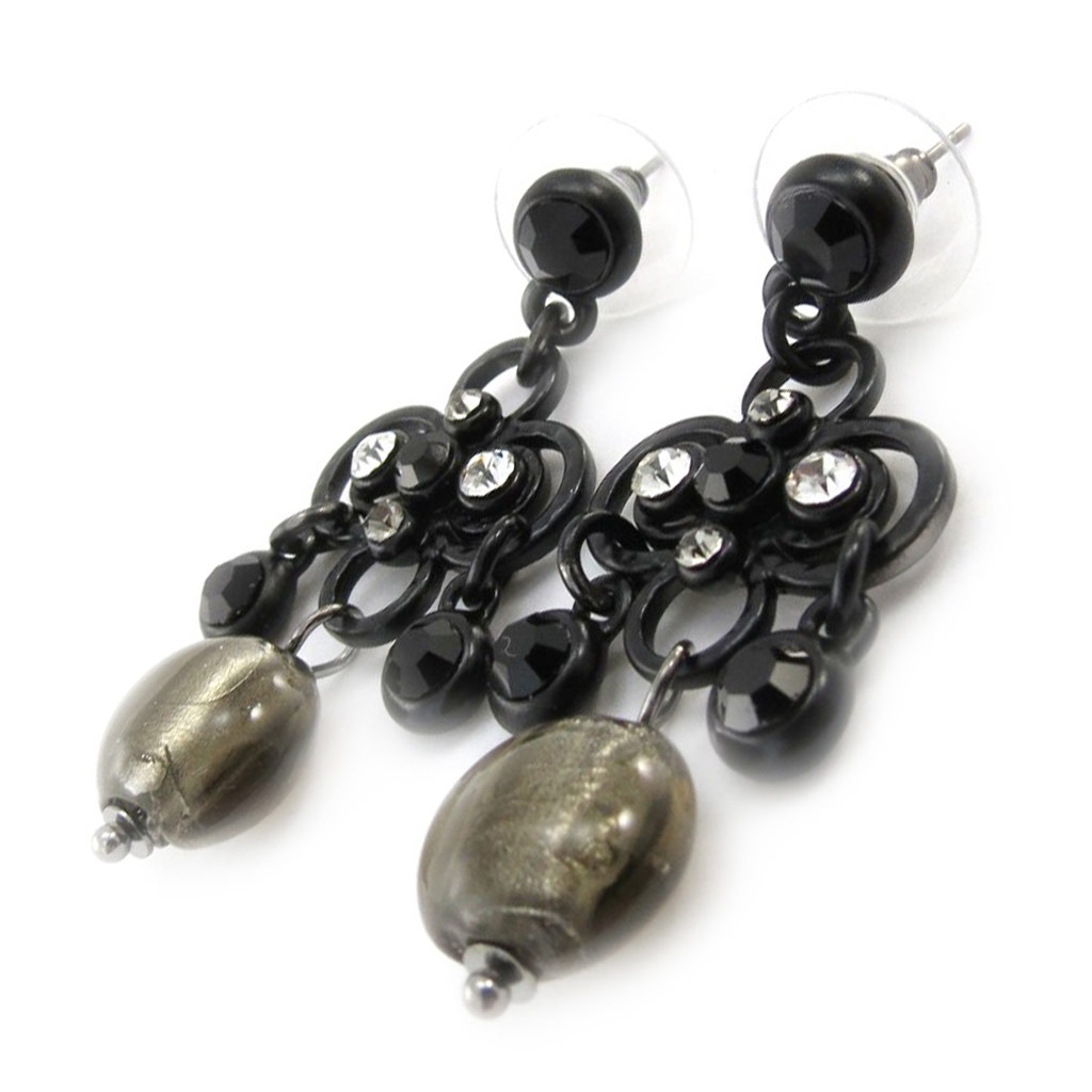 Boucles créateur \'Mélusine\' noir gris - [J0471]