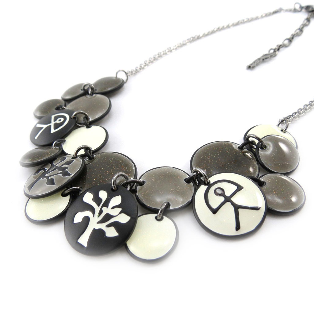 Collier Créateur \'Nomades\' gris noir - [J0481]