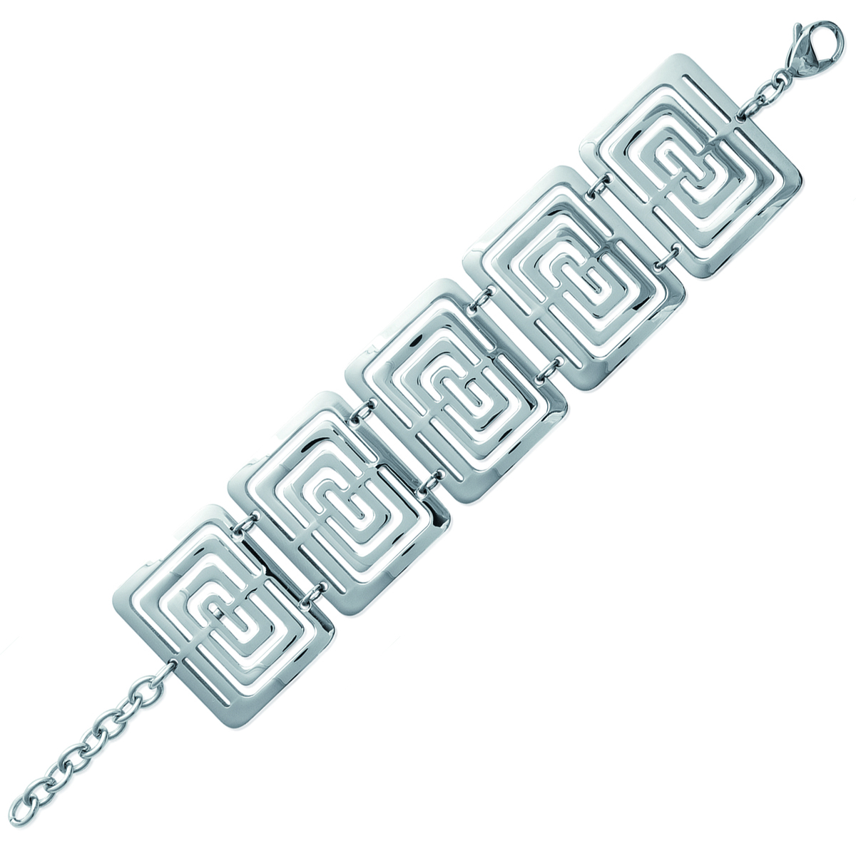 Bracelet Acier \'Chorégraphie\' Argenté - 19 cm 30 mm - [J0988]