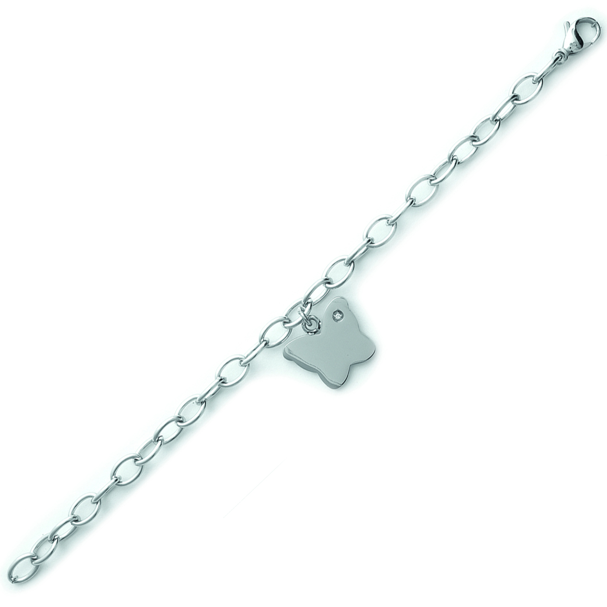 Bracelet Acier \'Papillon\' Argenté - 20x18 mm - [J0993]