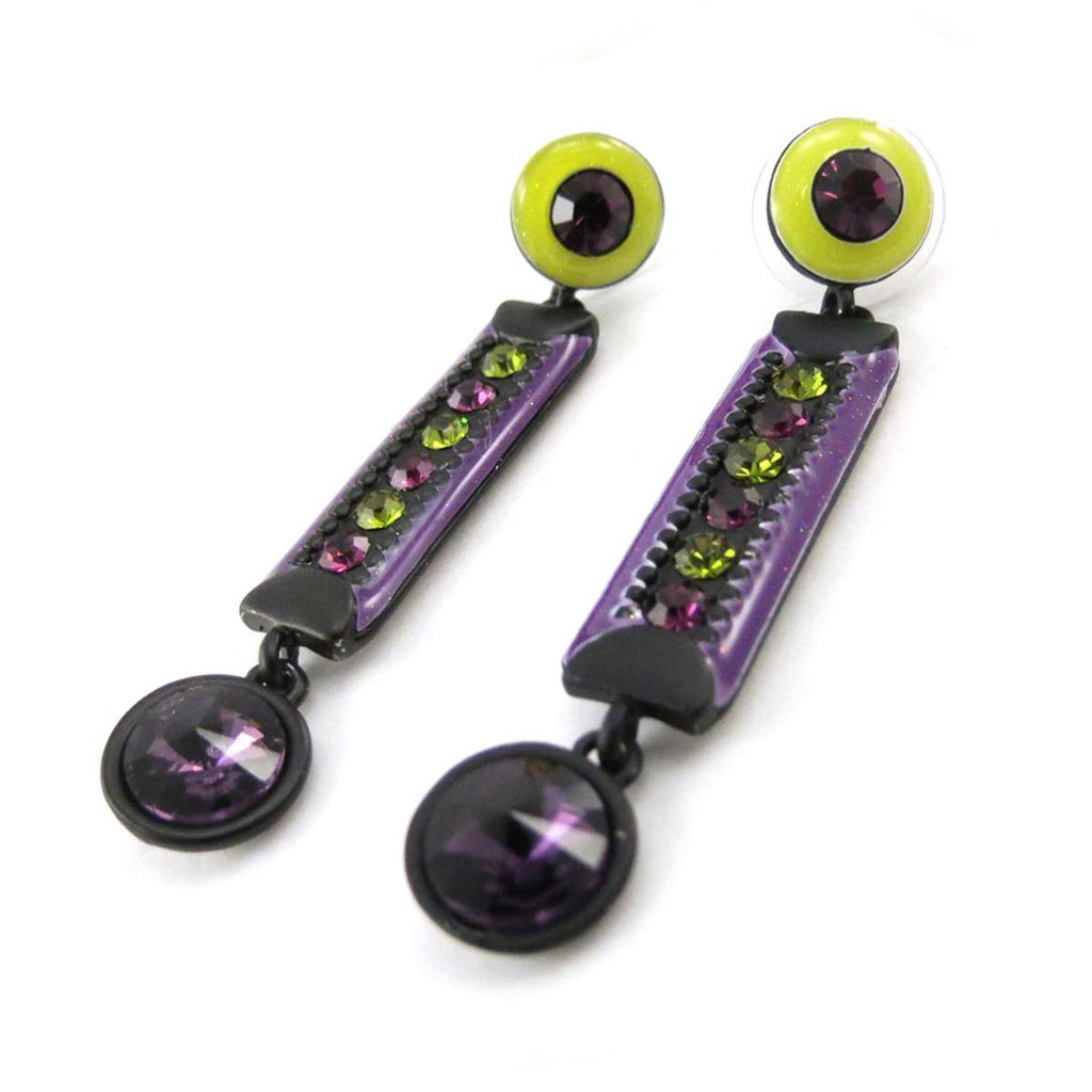 Boucles créateur \'Mélusine\' violet vert - [J2791]