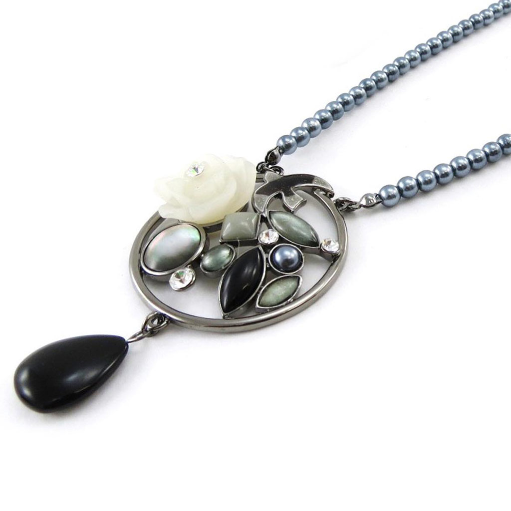 Collier Créateur \'Liberty\' gris noir - [J2799]
