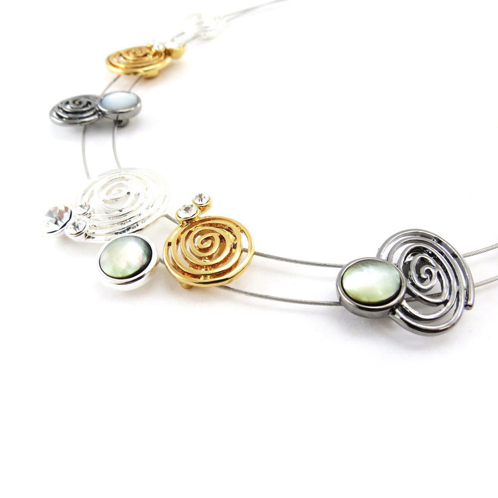 Collier Créateur \'Mélusine\' doré argenté - [J2815]