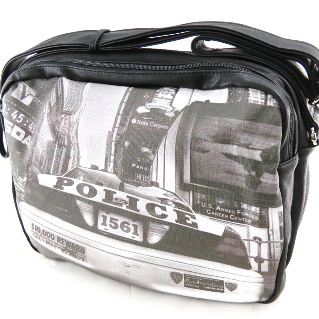 Sac bandoulière \'Police\' noir blanc vintage - [J2934]