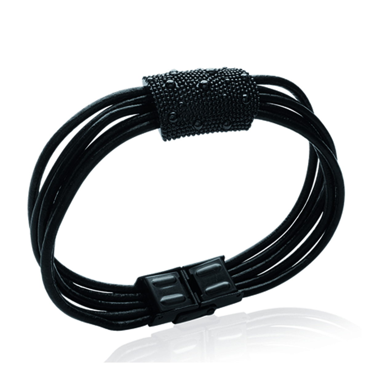 Bracelet acier \'Peaceful\' noir ruthenium - 27x17 mm - [J3059]