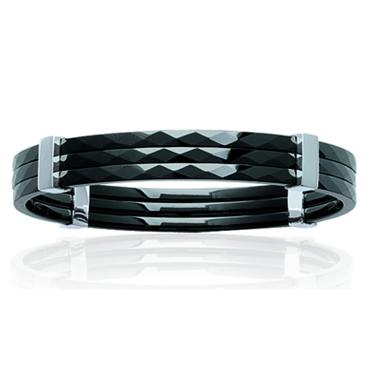 Bracelet acier \'Peaceful\' noir céramique - 62 mm 10 mm - [J3060]