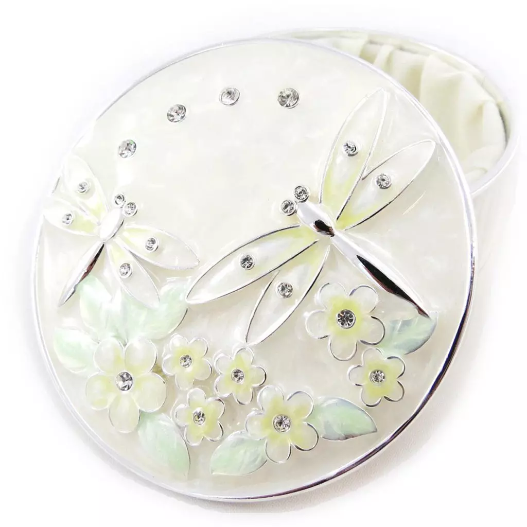les trésors de lily Coffret à Bijoux 'Libellule de Soie' jaune nacré 7x3 cm [J3288]