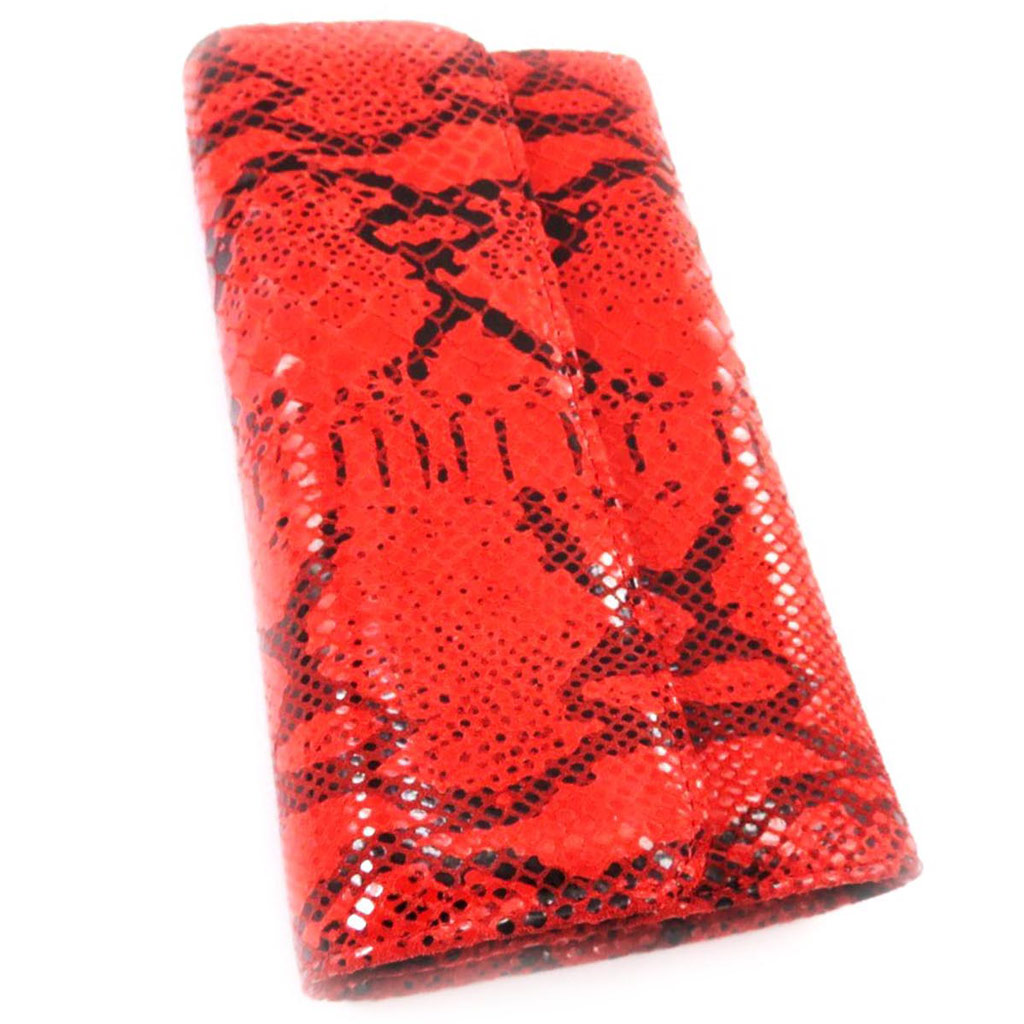 Compagnon Cuir \'Frandi\' rouge (motif python) - [J3979]