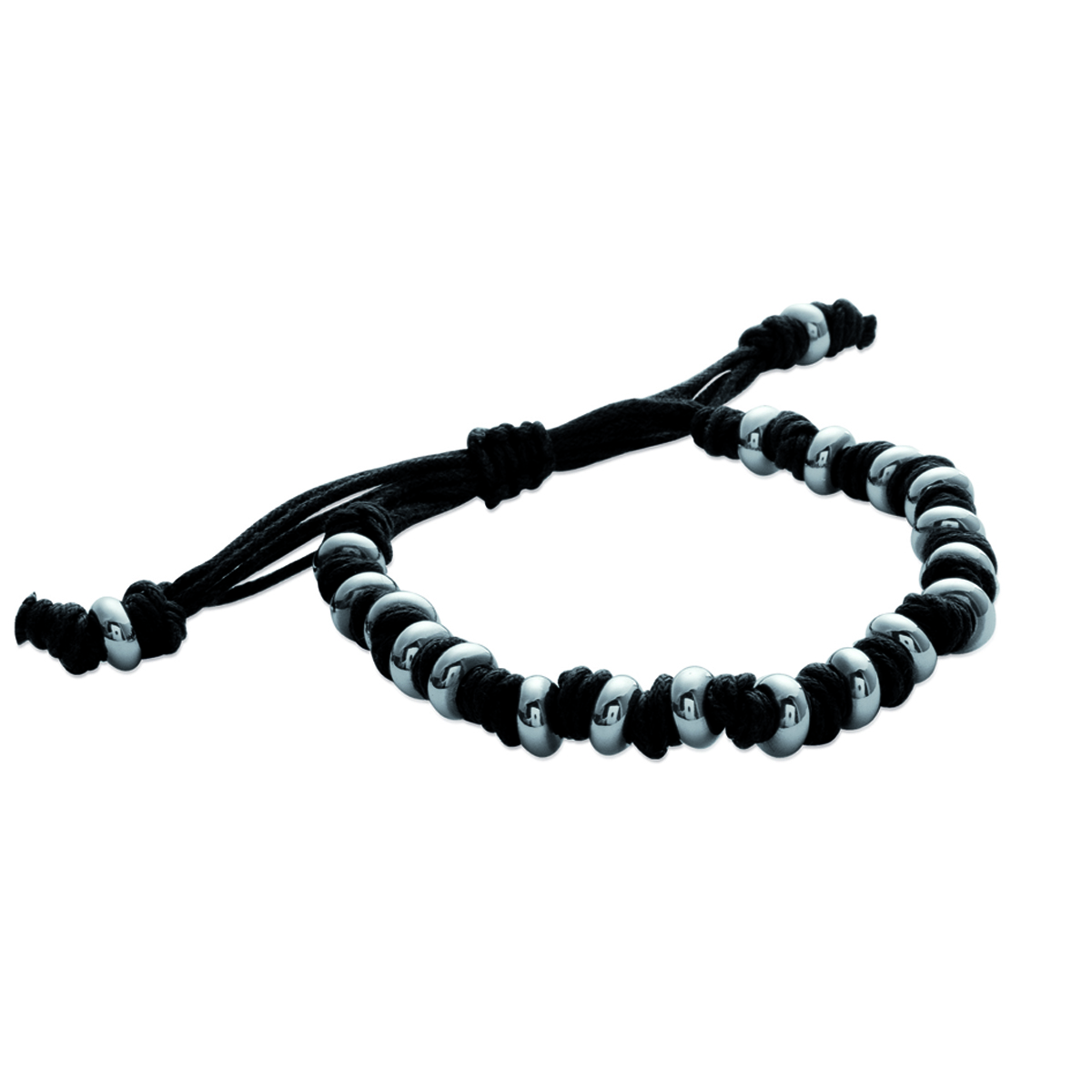 Bracelet acier \'Peaceful\' noir argenté - ajustable - [J4168]