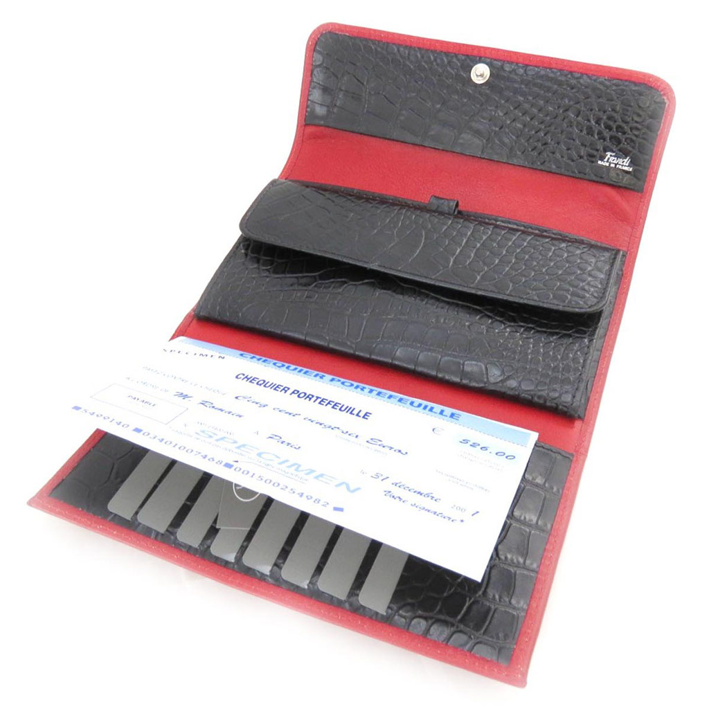Compagnon Cuir \'Frandi\' rouge noir (york / croco) - [J4268]