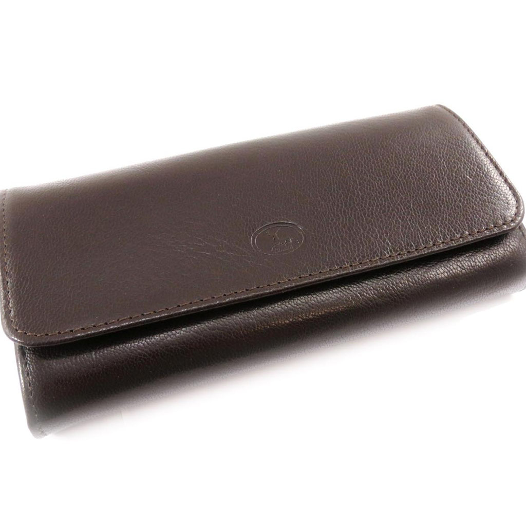 Grand porte-monnaie Cuir \'Frandi\' marron foncé (chèvre) - [J4458]
