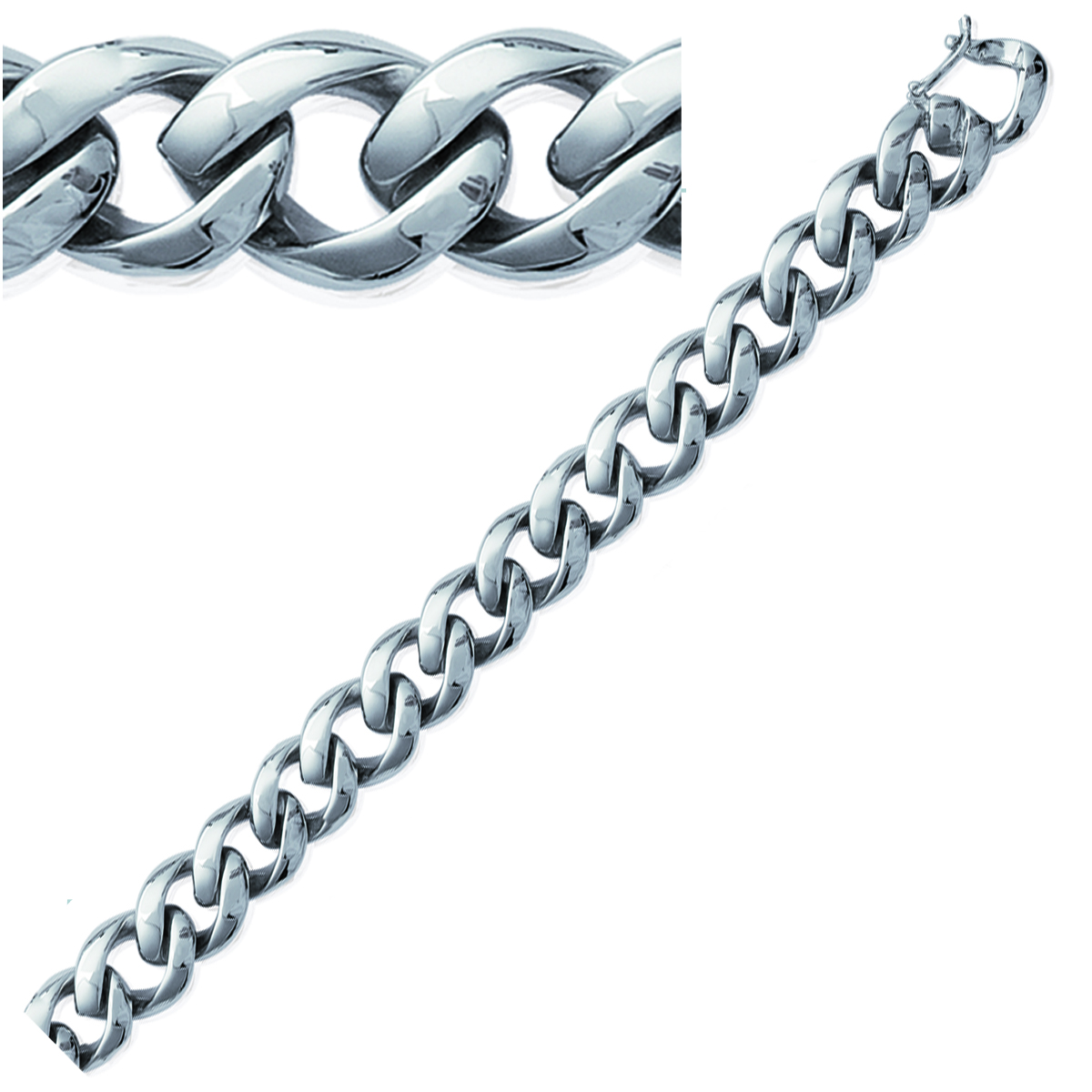 Bracelet Acier \'Chorégraphie\' argenté - 20 cm 15 mm - [J5716]