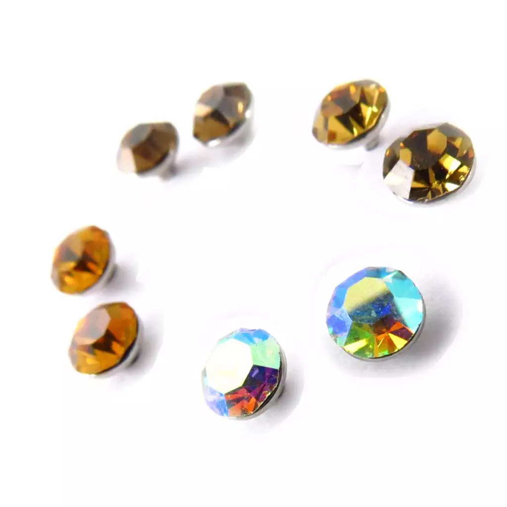 les trésors de lily 4 paires de boucles 'Oeil de Cristal' ambre blanc 5 mm (Swarovski) [J6274]