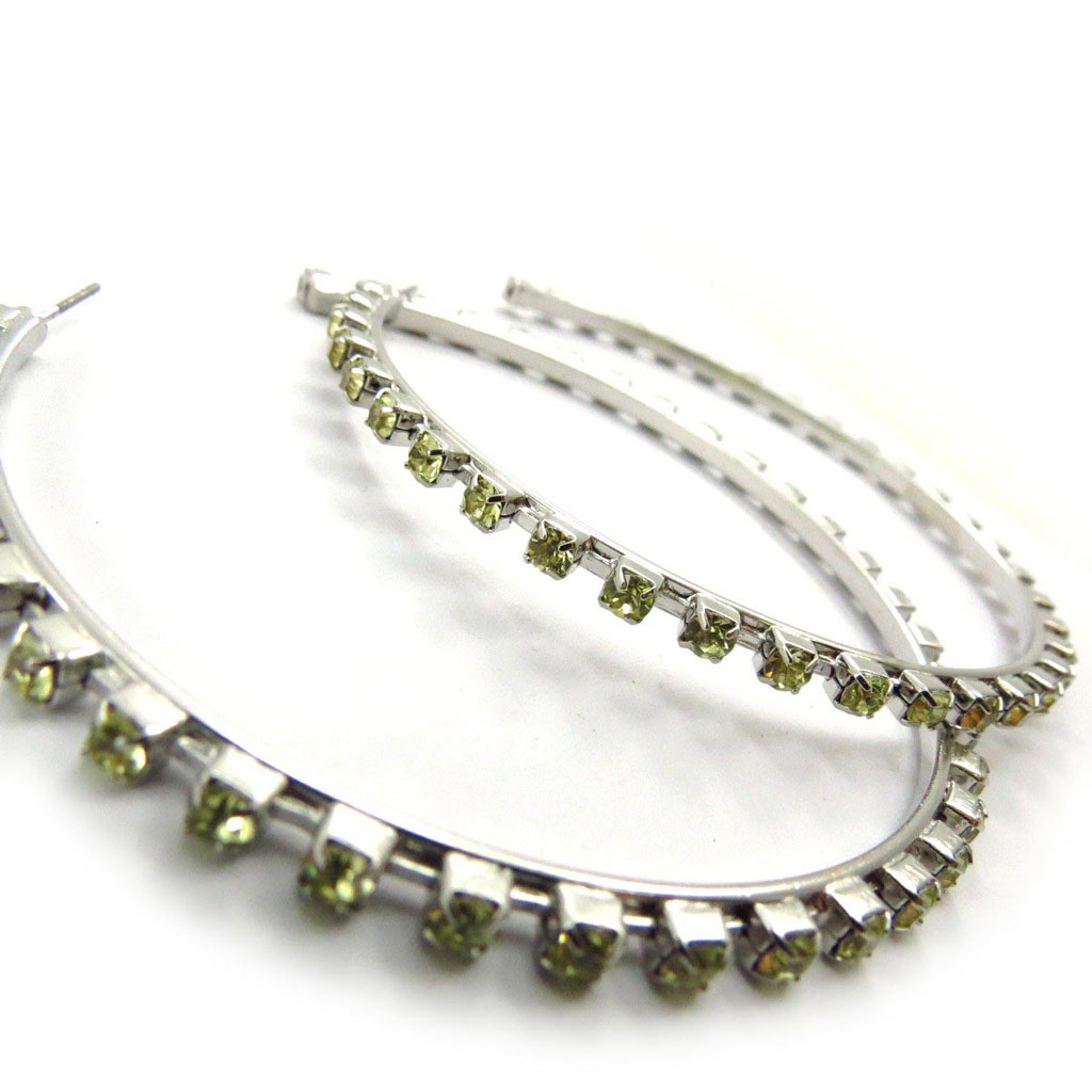 Créoles \'Sissi\' strass vert Ø 7 cm - [J6752]