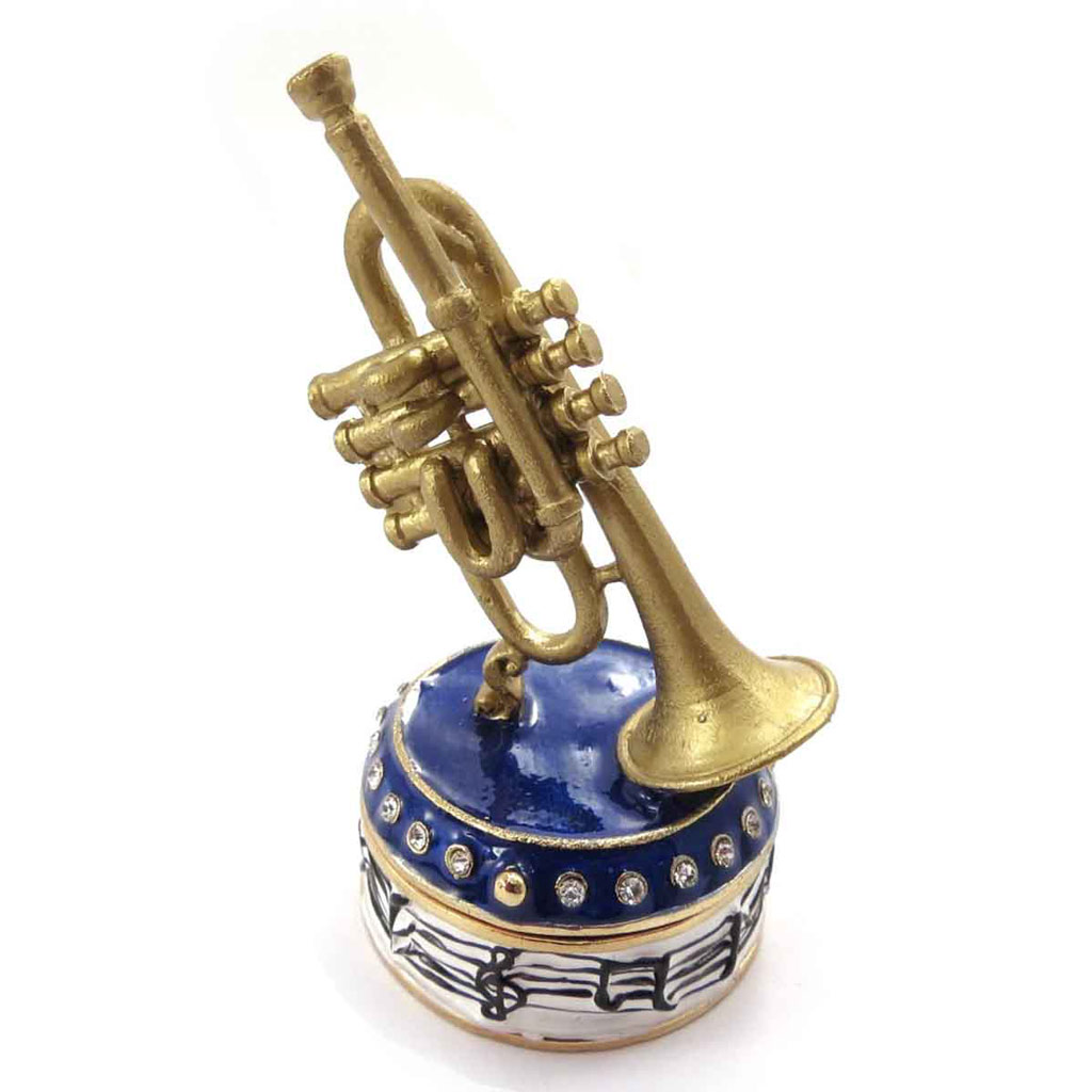 Coffret à Bijoux \'Trompette\' bleu doré - [J7385]