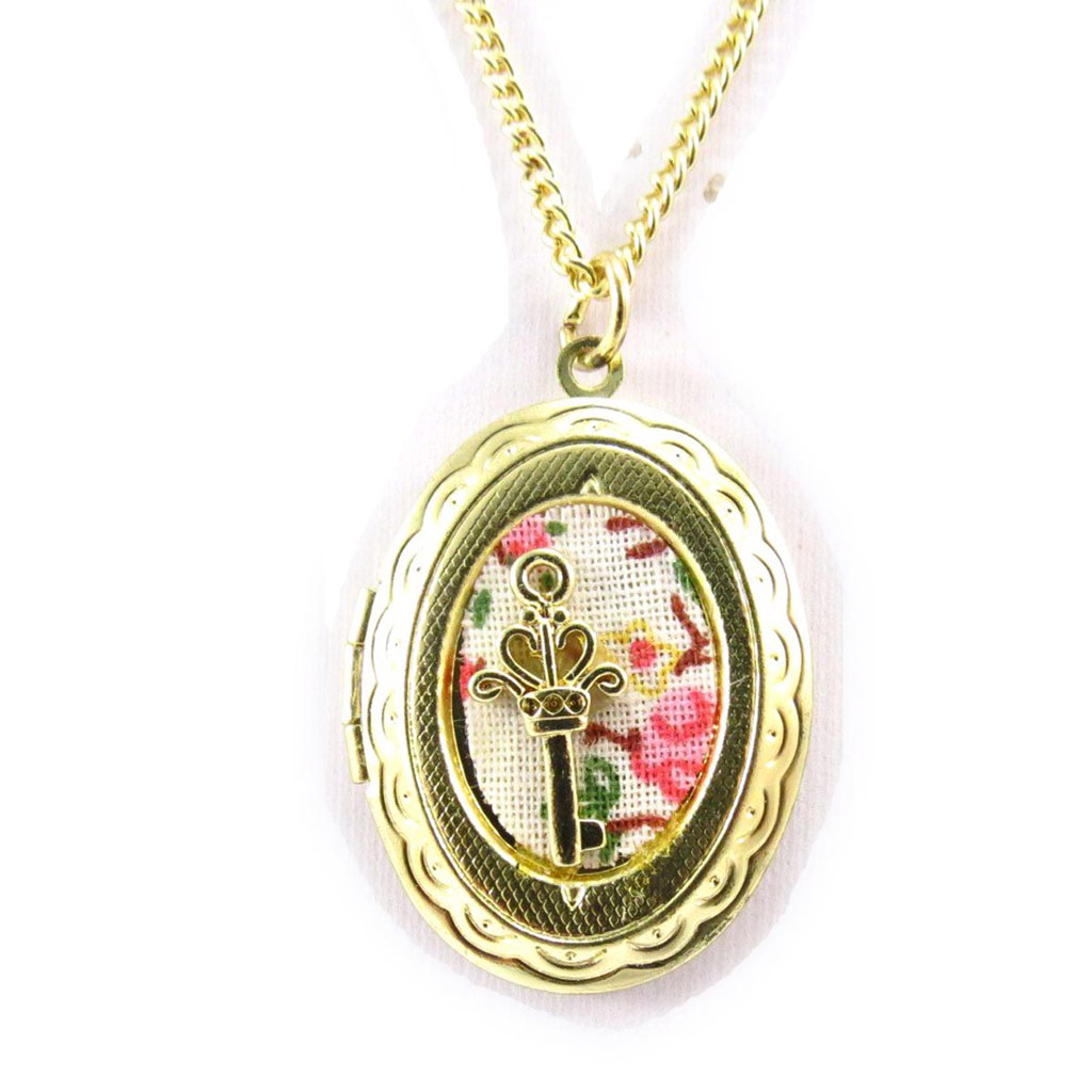 Collier créateur \'Scarlett\' doré (cassolette) - [J7734]