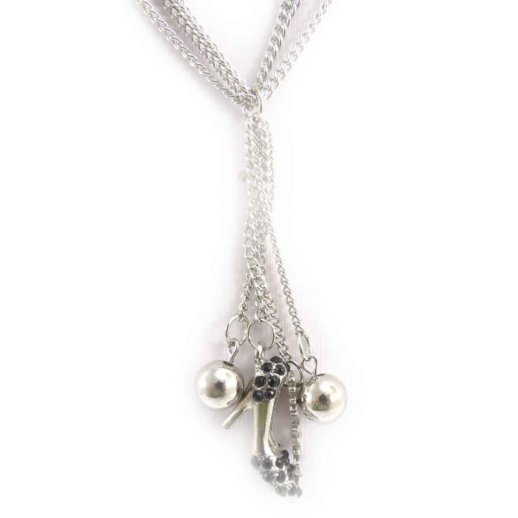 Collier créateur \'Scarlett\' noir argenté (chaussure) - [J7968]