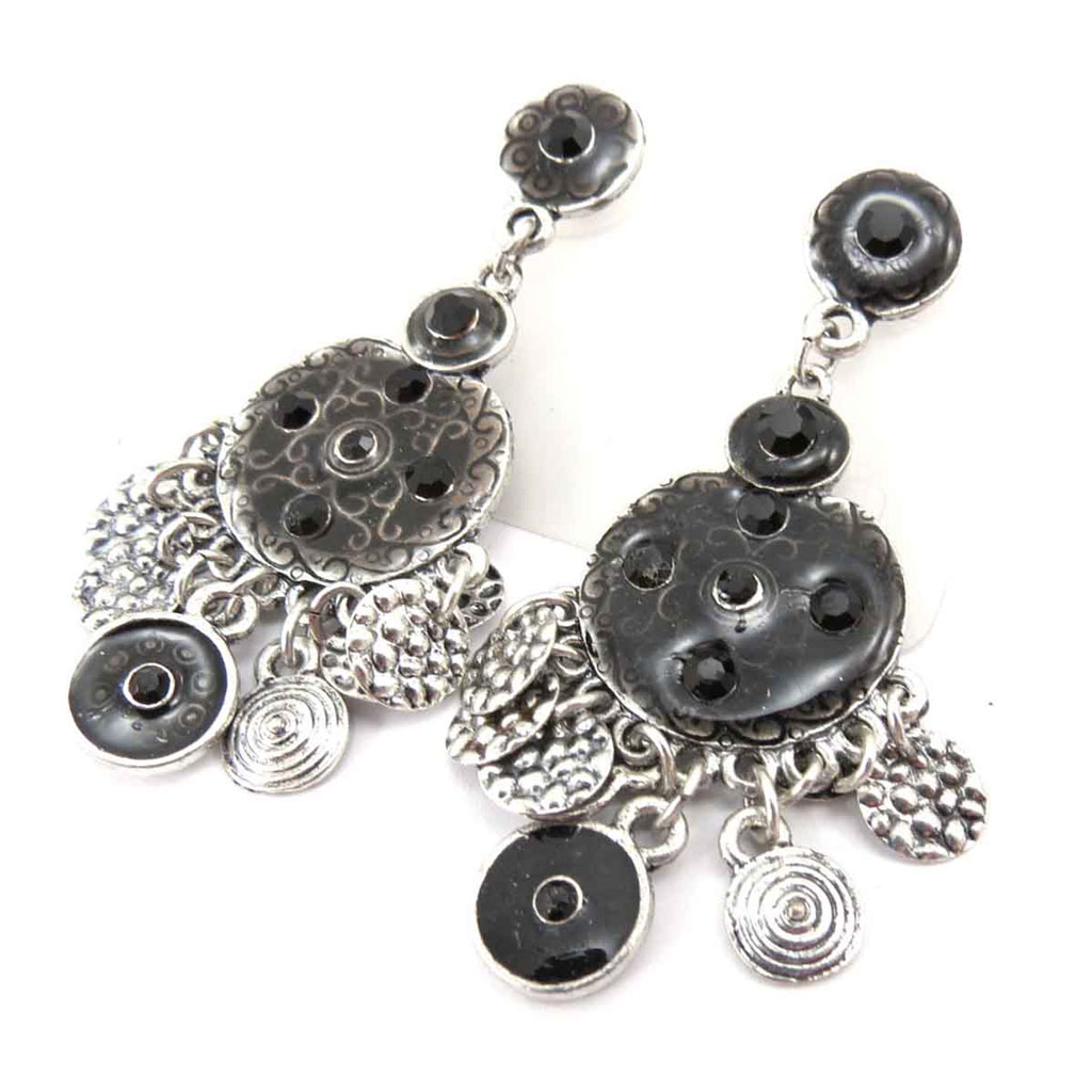 Boucles Créateur \'Les Souvenirs du Passé\' noir argenté - [J8174]