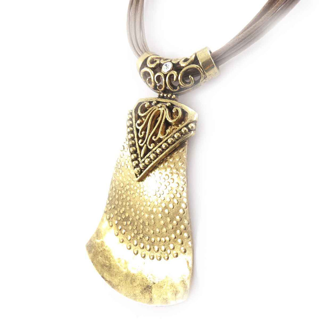 Collier Créateur \'Altai\' marron doré - [J8474]