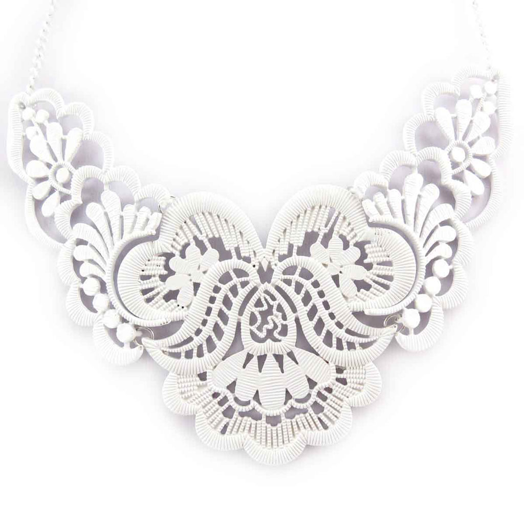 Collier créateur \'Carmen\' blanc - [J8537]