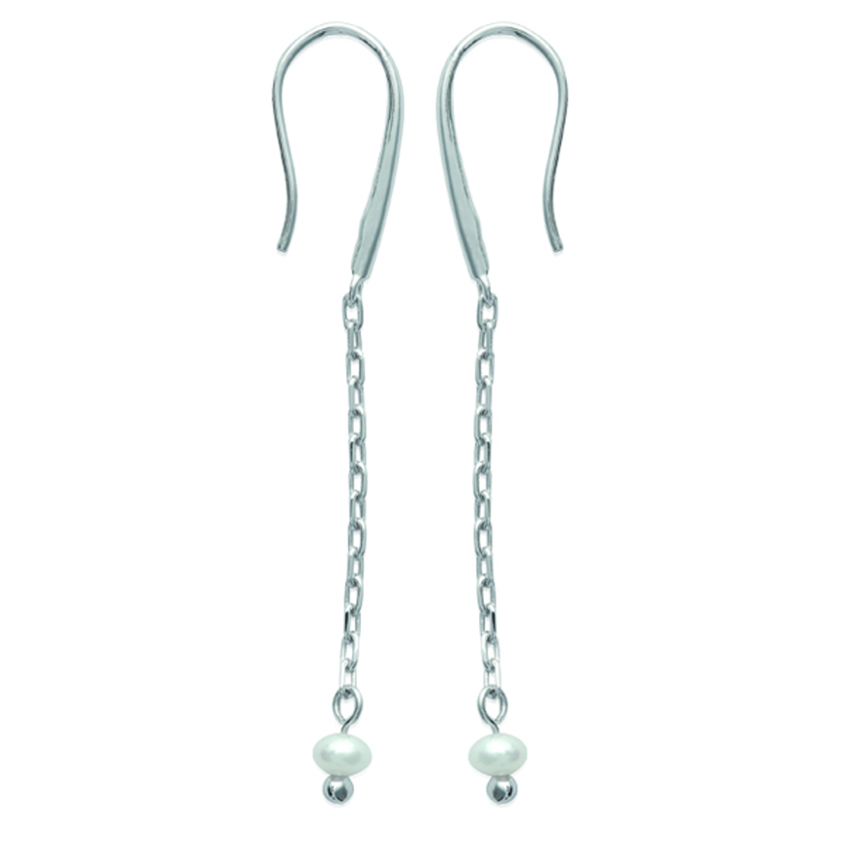 Boucles Argent \'Perla\' Blanc argenté (rhodié) - 35x4 mm - [J9401]