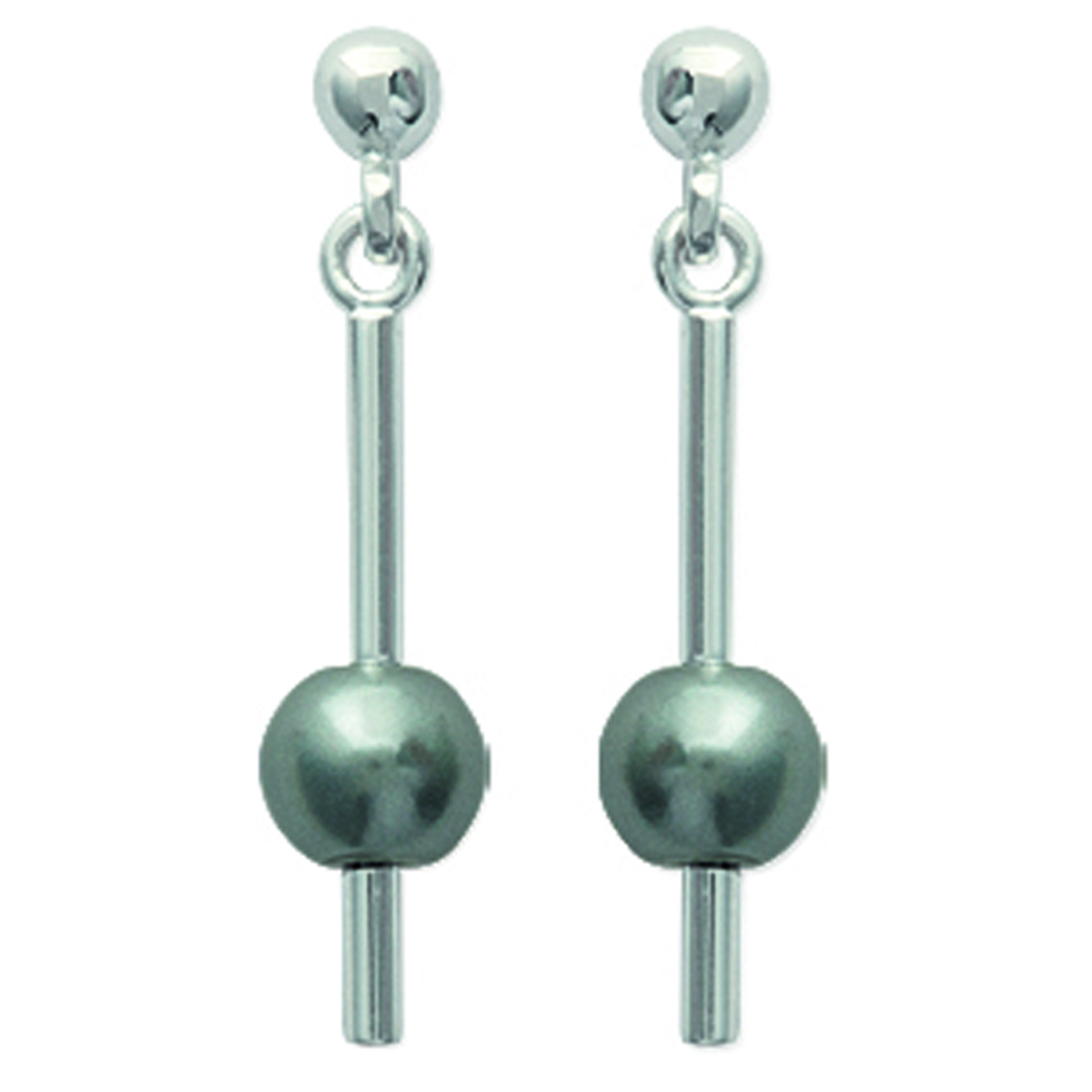 Boucles Argent \'Perla\' gris argenté - 18x5 mm - [J9585]