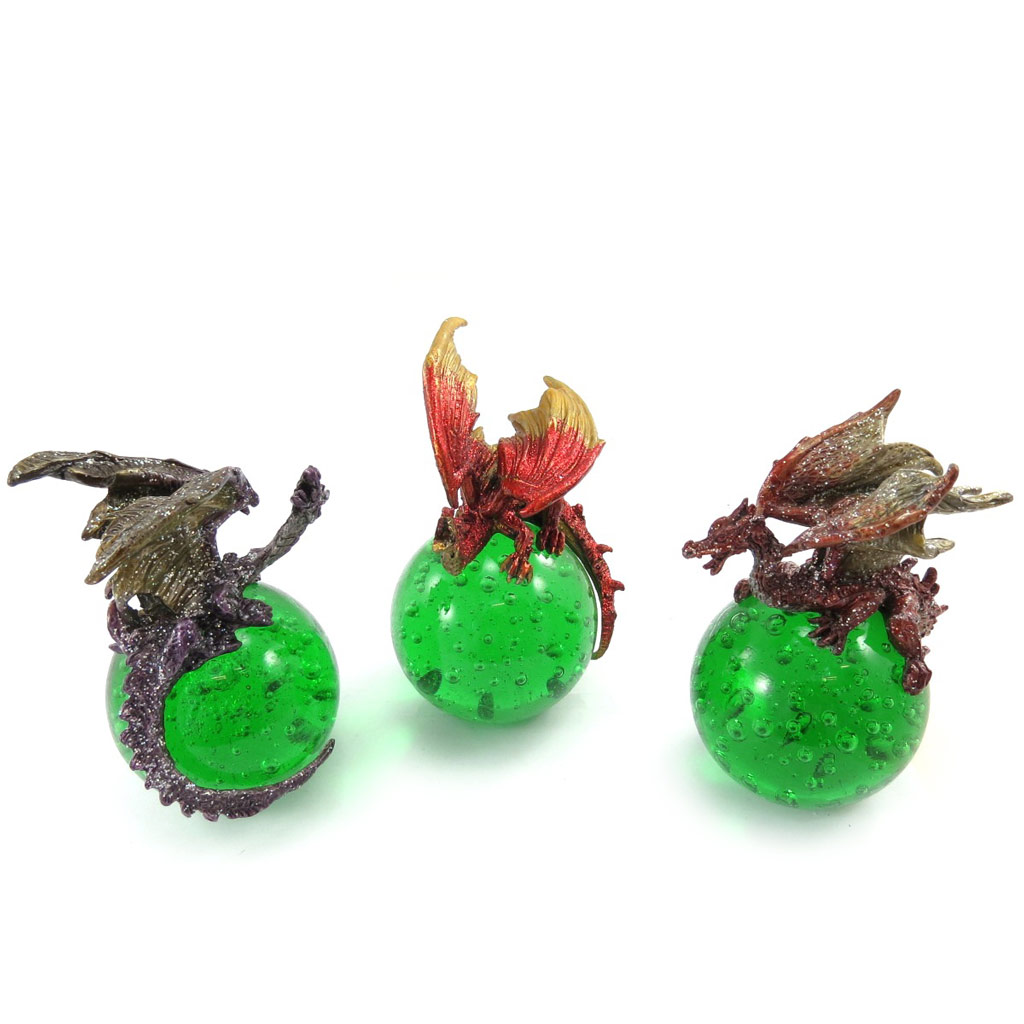 Set de 3 \'Dragons Mystiques\' vert - [J9947]