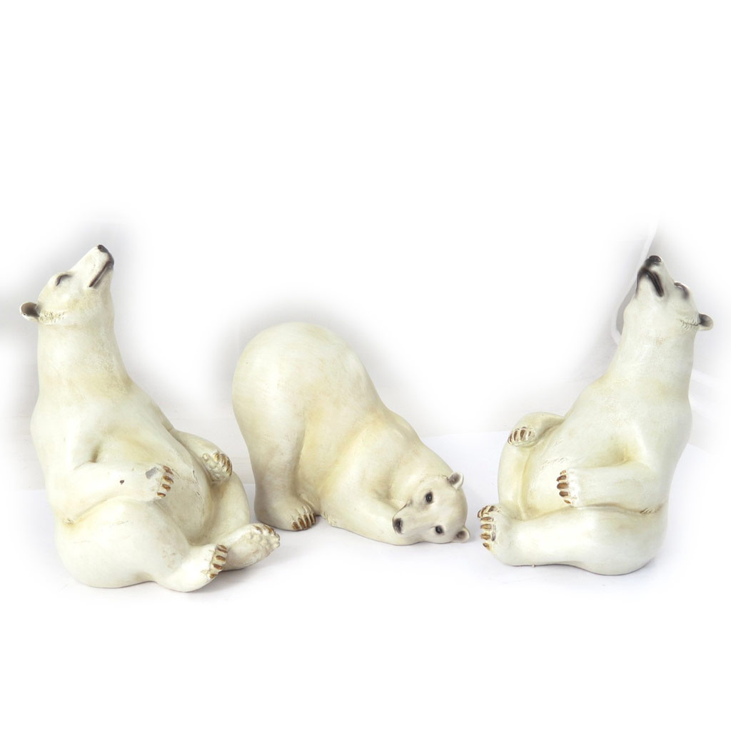 Set de 3 figurines \'Famille Ours Polaire\' beige - [J9993]