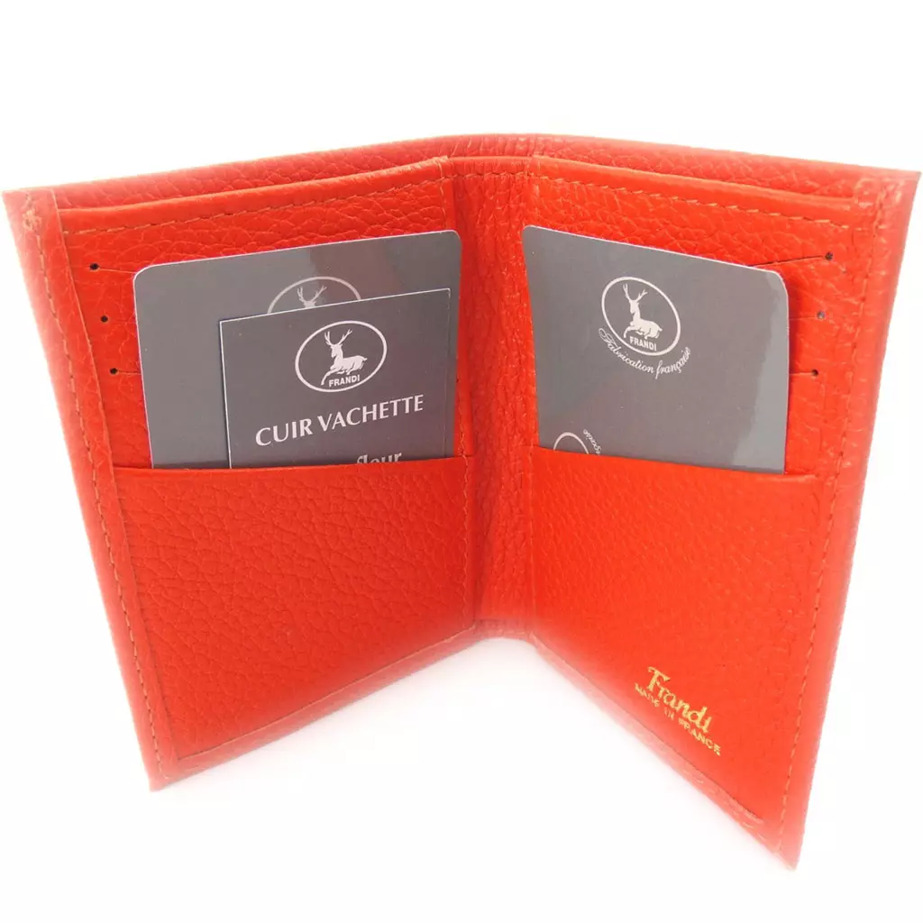 les trésors de lily Porte cartes Cuir 'Frandi' orange grainé [K0354]
