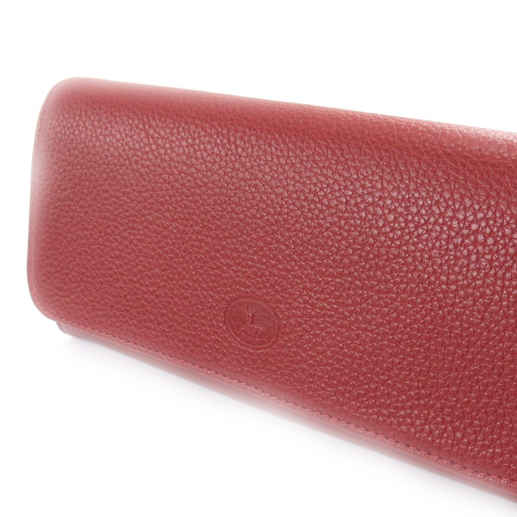 Grand porte-monnaie Cuir \'Frandi\' rouge bordeaux grainé - [K0411]