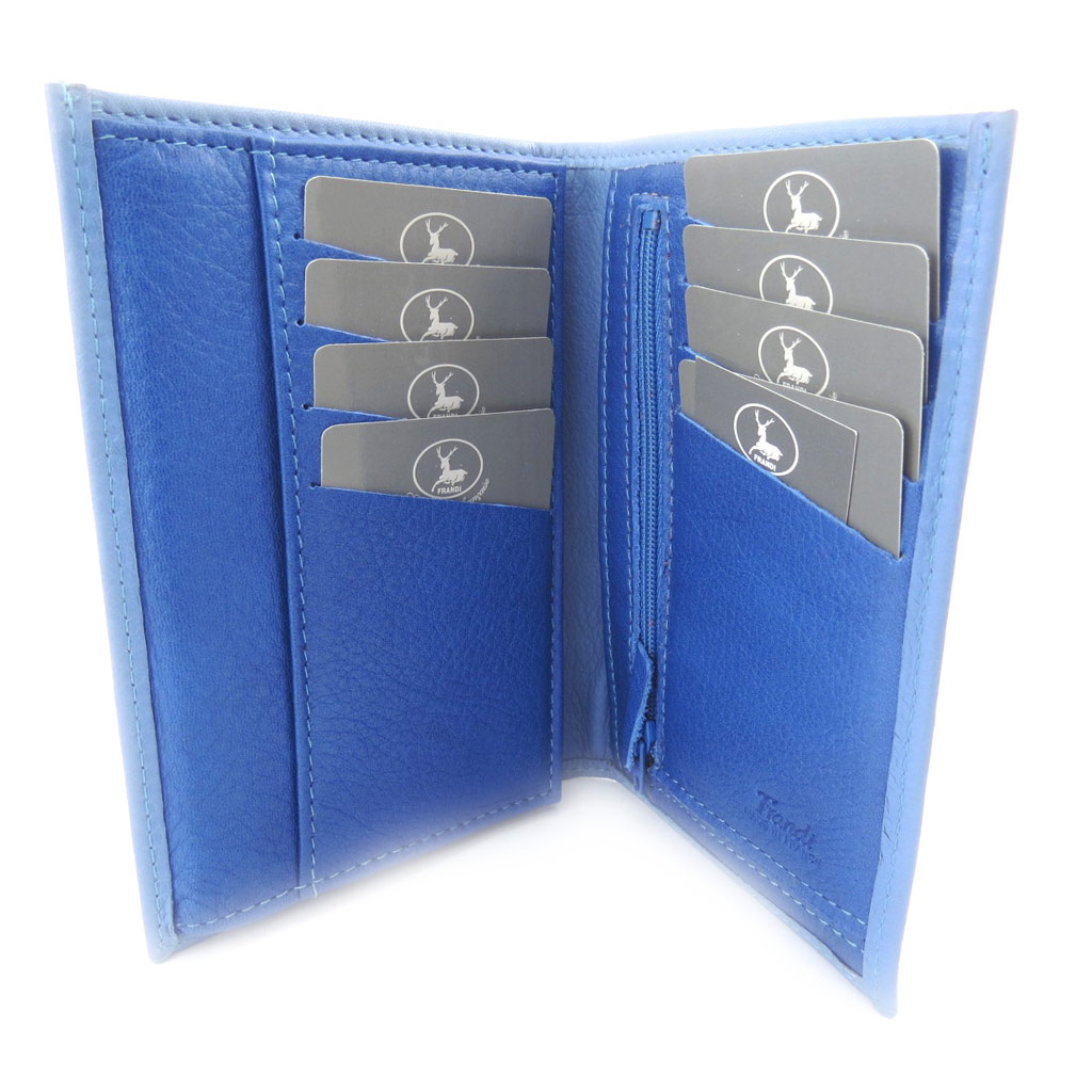 Portefeuille Cuir \'Frandi\' bleu 2 tons - [K0522]