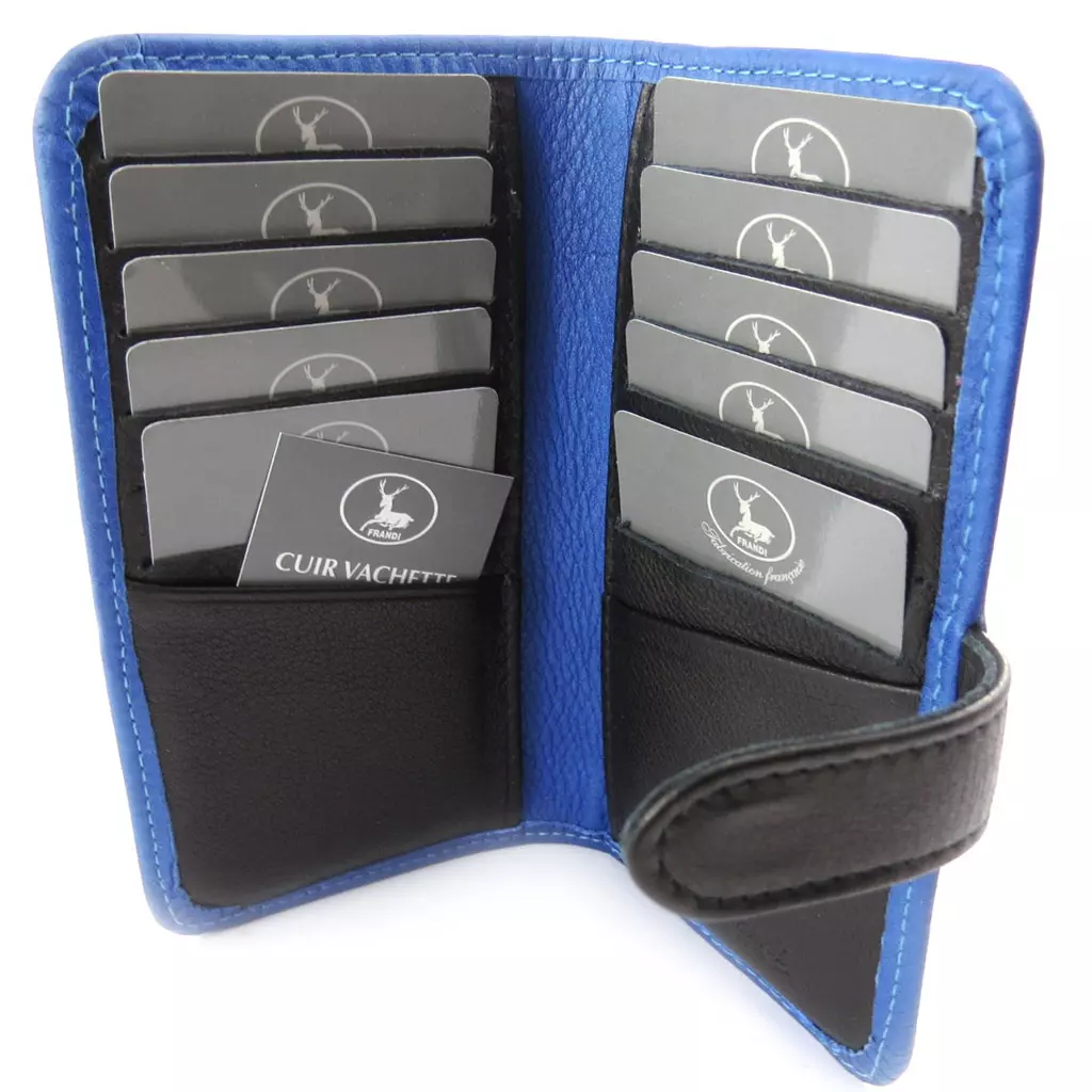 les trésors de lily Porte cartes Cuir 'Frandi' bleu noir [K0555]