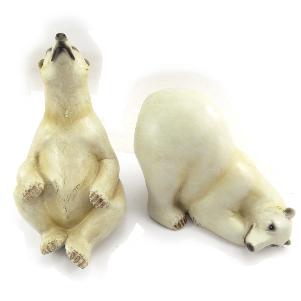 Set de 2 figurines \'Famille Ours Polaire\' beige - [K0590]