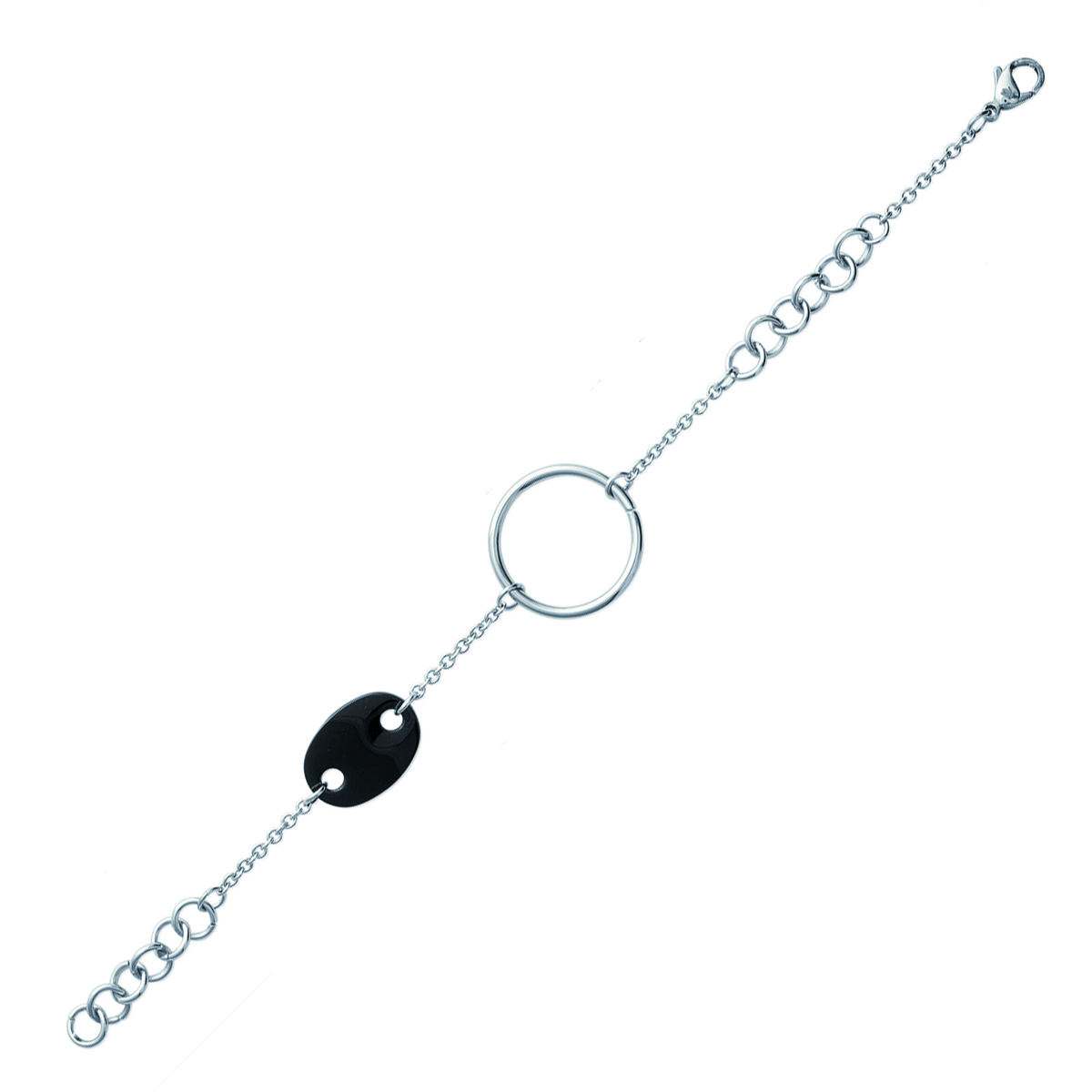Bracelet Acier \'Chorégraphie\' noir argenté - 23 mm - [K0742]