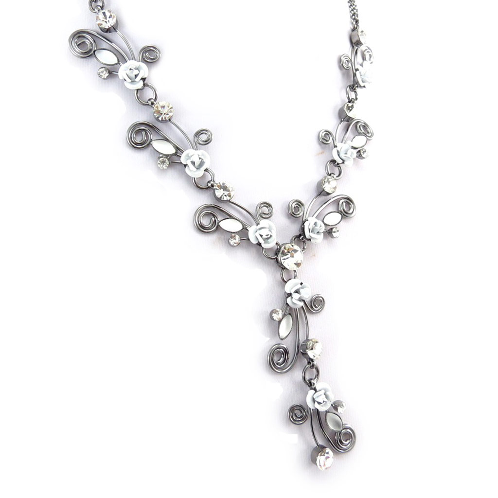 Collier Créateur \'Paradis Floral\' gris - [K0967]